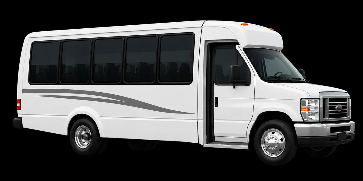 White 25 to 35 passenger minibus